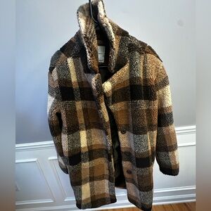 Plaid Shearling Coat